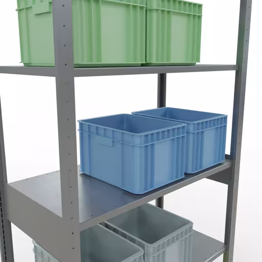 Abbildung Nr 12 des Artikels Grundregal, Fachbodenregal Stecksystem MULTIplus85, 2500 x 1000 x 500 mm (HxBxT), 6 Fachböden, Längenriegel, verzinkt aus der Produktgruppe Stecksystem von der Marke Schulte Lagertechnik