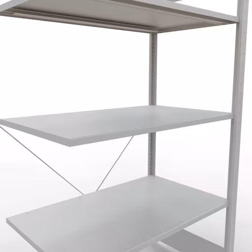 Abbildung Nr 12 des Artikels Anbauregal, Fachbodenregal Stecksystem MULTIplus150, 2000 x 1000 x 600 mm (HxBxT), 5 Fachböden, Kreuzstrebe, RAL 7035 lichtgrau aus der Produktgruppe Stecksystem von der Marke Schulte Lagertechnik