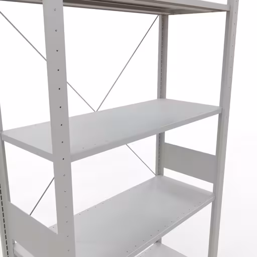 Abbildung Nr 12 des Artikels Grundregal, Fachbodenregal Stecksystem MULTIplus150, 3000 x 1000 x 400 mm (HxBxT), 7 Fachböden, Kreuzstrebe, RAL 7035 lichtgrau aus der Produktgruppe Stecksystem von der Marke Schulte Lagertechnik