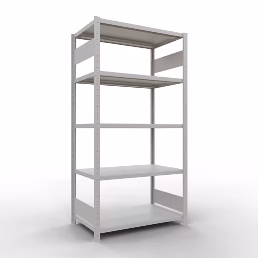 Grundregal, Fachbodenregal Stecksystem MULTIplus330, 2000 x 1000 x 600 mm (HxBxT), 5 Fachböden, Längenriegel, RAL 7035 lichtgrau aus der Kategorie Grundregal mit der Artikelnummer 33860-LR