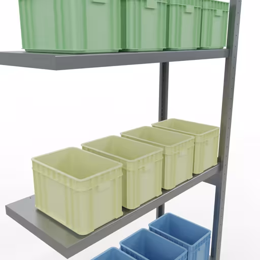 Abbildung Nr 12 des Artikels Anbauregal, Fachbodenregal Stecksystem MULTIplus250, 3000 x 1000 x 400 mm (HxBxT), 7 Fachböden, Längenriegel, verzinkt aus der Produktgruppe Stecksystem von der Marke Schulte Lagertechnik