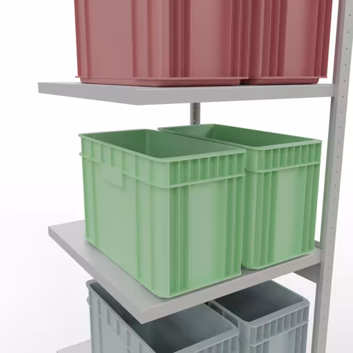 Abbildung Nr 15 des Artikels Anbauregal, Fachbodenregal Stecksystem MULTIplus250, 3000 x 750 x 800 mm (HxBxT), 7 Fachböden, Längenriegel, RAL 7035 lichtgrau aus der Produktgruppe Stecksystem von der Marke Schulte Lagertechnik