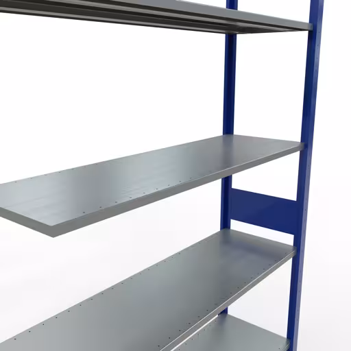 Anbauregal, Fachbodenregal Stecksystem MULTIplus150, 3000 x 1300 x 400 mm (HxBxT), 7 Fachböden, Längenriegel, RAL 5010 enzianblau/verzinkt von Schulte Lagertechnik mit der Artikelnr. 12747-130-LR-B