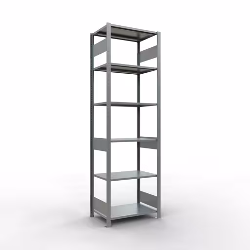 Grundregal, Fachbodenregal Stecksystem MULTIplus150, 2500 x 750 x 500 mm (HxBxT), 6 Fachböden, Längenriegel, verzinkt aus der Kategorie Grundregal mit der Artikelnummer 12751-75-LR