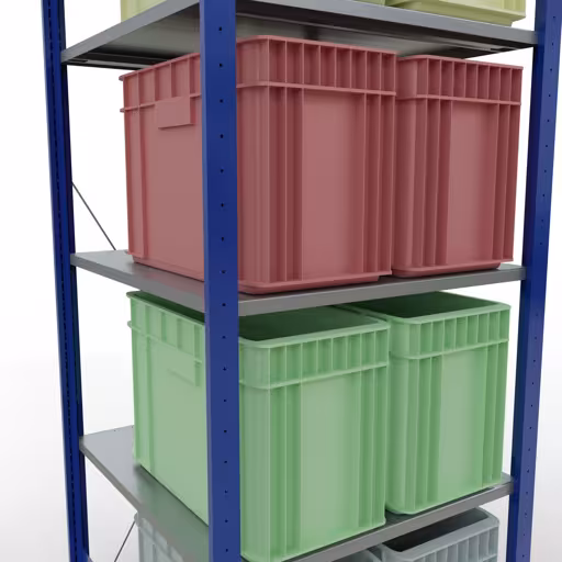 Grundregal, Fachbodenregal Stecksystem MULTIplus150, 2000 x 750 x 800 mm (HxBxT), 5 Fachböden, Kreuzstrebe, RAL 5010 enzianblau/verzinkt/verzinkt von Schulte Lagertechnik aus der Kategorie Stecksystem