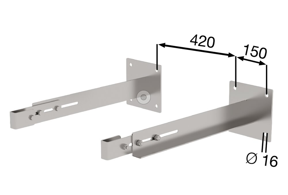 Produktbild (Abb. Ähnlich) 3811907 Munk Sonderwandhalter, starr 600-700mm, Edelstahl