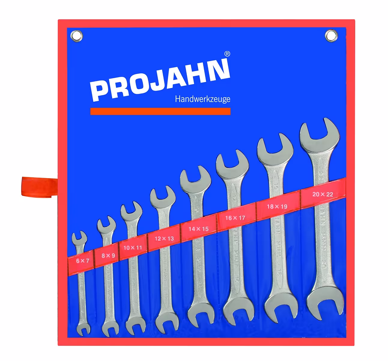 DoppelgabelSchlüssel Set 8tlg 6 x 7 - 8 x 9 - 10 x 11 - 12 x 13 - 14 x 15 - 16 x 17 - 18 x 19 - 20 x 22 mm Rolltasche von PROJAHN mit der Artikelnr. 4405