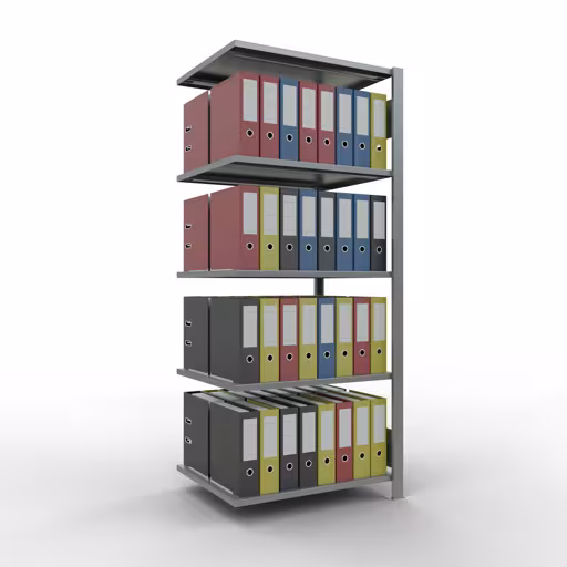 Abbildung Nr 13 des Artikels Anbauregal, Büro-Fachbodenregal Stecksystem MULTIplus150, 1800 x 750 x 600 mm (HxBxT), 5 Fachböden, Längenriegel, verzinkt, ohne Mittelanschlag aus der Produktgruppe Büroregale von der Marke Schulte Lagertechnik