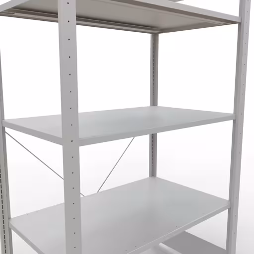 Abbildung Nr 15 des Artikels Grundregal, Fachbodenregal Stecksystem MULTIplus150, 2000 x 1000 x 600 mm (HxBxT), 5 Fachböden, Kreuzstrebe, RAL 7035 lichtgrau aus der Produktgruppe Stecksystem von der Marke Schulte Lagertechnik