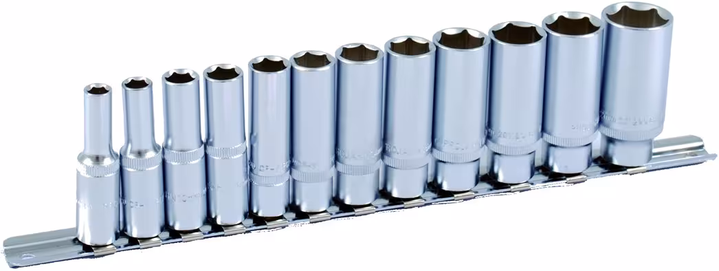 Steckschlüssel-Schiene bestückt metrisch 10 Typ Variante: 3/8" Stecknuss Satz auf Schiene 12 teilig tiefe Nüsse aus der Kategorie Steckschlüssel Sätze & Einzelteile mit der Artikelnr. 4212