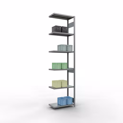 Abbildung Nr 15 des Artikels Anbauregal, Fachbodenregal Stecksystem MULTIplus250, 3000 x 750 x 400 mm (HxBxT), 7 Fachböden, Längenriegel, verzinkt aus der Produktgruppe Stecksystem von der Marke Schulte Lagertechnik