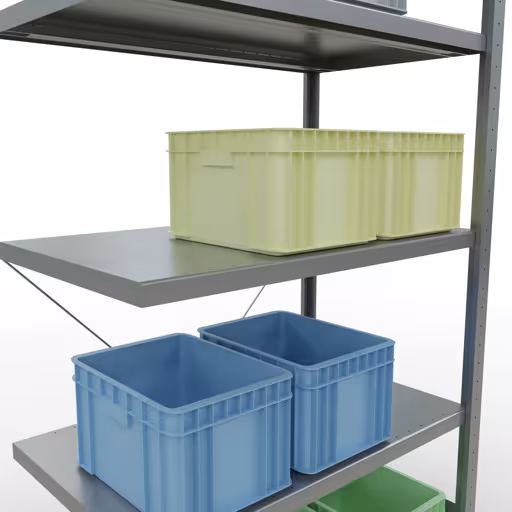 Abbildung Nr 13 des Artikels Anbauregal, Fachbodenregal Stecksystem MULTIplus330, 2000 x 1000 x 600 mm (HxBxT), 5 Fachböden, Kreuzstrebe, verzinkt aus der Produktgruppe Stecksystem von der Marke Schulte Lagertechnik