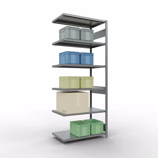 Abbildung Nr 15 des Artikels Anbauregal, Fachbodenregal Stecksystem MULTIplus250, 2500 x 1000 x 600 mm (HxBxT), 6 Fachböden, Längenriegel, verzinkt aus der Produktgruppe Stecksystem von der Marke Schulte Lagertechnik