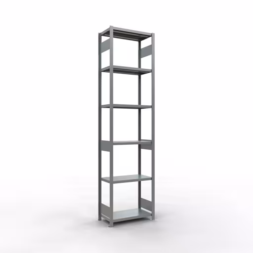 Grundregal, Fachbodenregal Stecksystem MULTIplus250, 3000 x 750 x 400 mm (HxBxT), 7 Fachböden, Längenriegel, verzinkt aus der Kategorie Grundregal mit der Artikelnummer 12942-75-LR