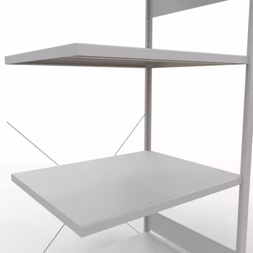 Anbauregal, Fachbodenregal Stecksystem MULTIplus330, 2000 x 1000 x 800 mm (HxBxT), 5 Fachböden, Kreuzstrebe, RAL 7035 lichtgrau von Schulte Lagertechnik aus der Kategorie Stecksystem