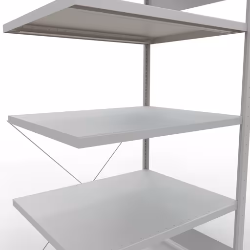 Produktbild Nr.14 des Artikels Anbauregal, Fachbodenregal Stecksystem MULTIplus250, 2000 x 1000 x 800 mm (HxBxT), 5 Fachböden, Kreuzstrebe, RAL 7035 lichtgrau aus der Produktreihe Stecksystem von der Marke Schulte Lagertechnik