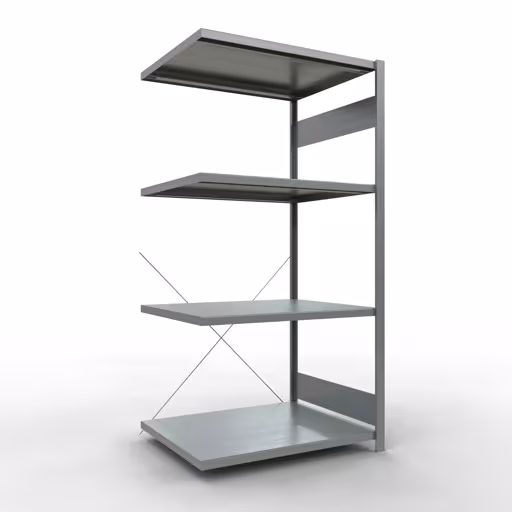 Anbauregal, Fachbodenregal Stecksystem MULTIplus330, 2000 x 1000 x 800 mm (HxBxT), 5 Fachböden, Kreuzstrebe, verzinkt aus der Kategorie Anbauregal mit der Artikelnummer 13985
