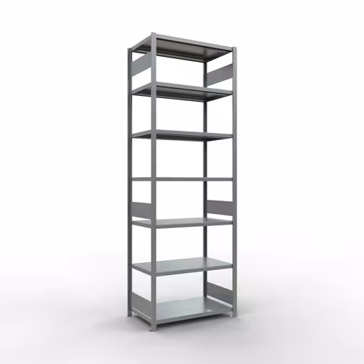 Grundregal, Fachbodenregal Stecksystem MULTIplus330, 3000 x 1000 x 600 mm (HxBxT), 7 Fachböden, Längenriegel, verzinkt aus der Kategorie Grundregal mit der Artikelnummer 13962-LR