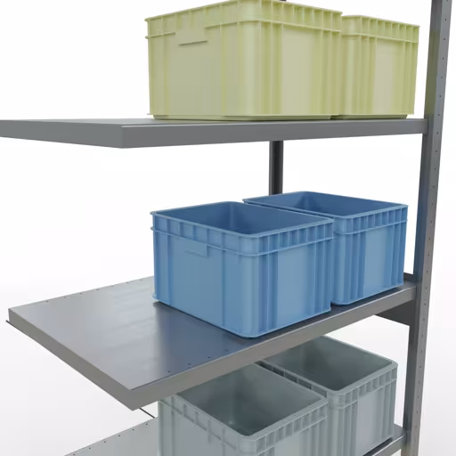 Anbauregal, Fachbodenregal Stecksystem MULTIplus330, 2500 x 1000 x 600 mm (HxBxT), 6 Fachböden, Kreuzstrebe, verzinkt von der Marke Schulte Lagertechnik aus der Produktreihe Stecksystem