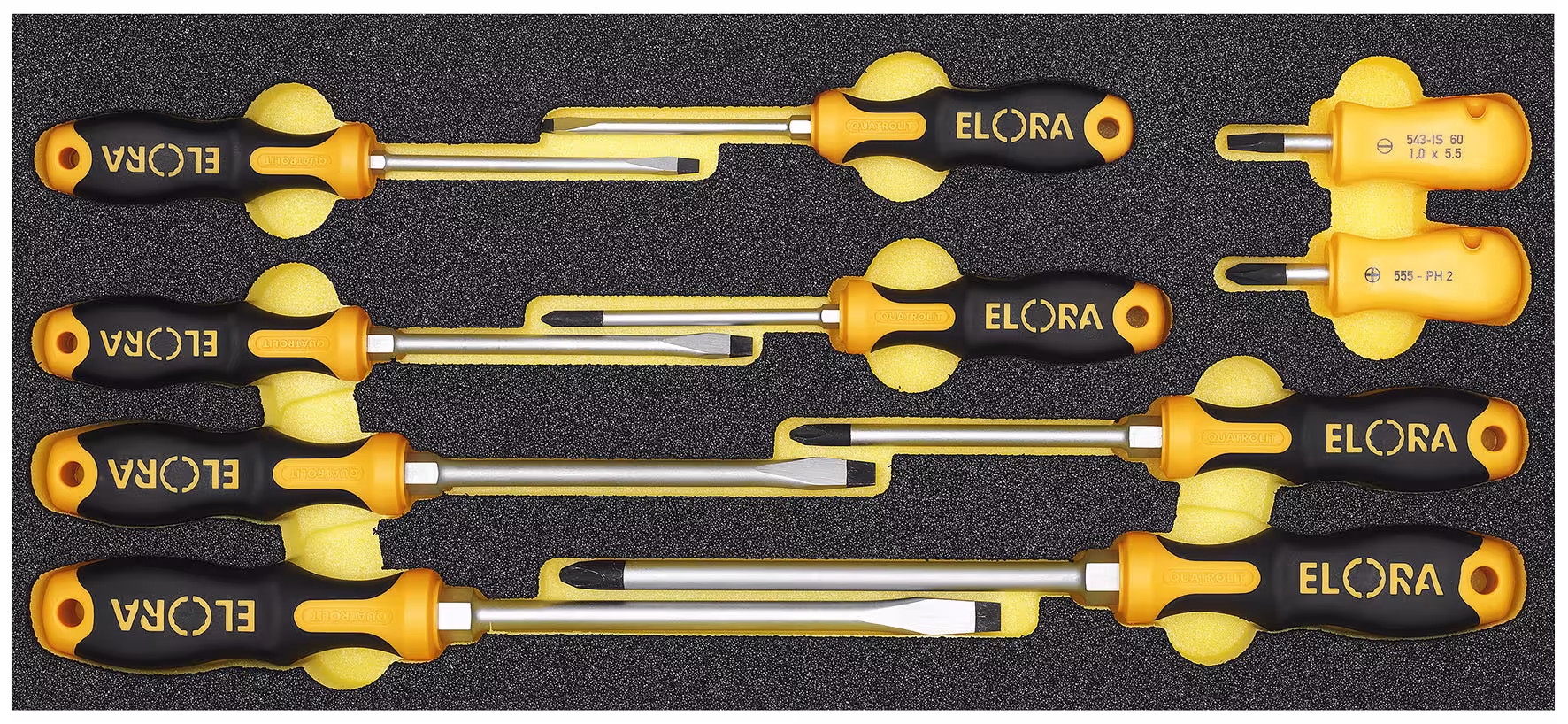 QUATROLIT® 2K-Schraubendreher-Satz, 10-teilig OMS-7 von ELORA QUATROLIT® 2K-Schraubendreher-Satz, 10-teilig, ELORA-OMS-7 aus der Kategorie Ordnungssysteme & Werkstattwagen mit der Artikelnr. 0000410701000
