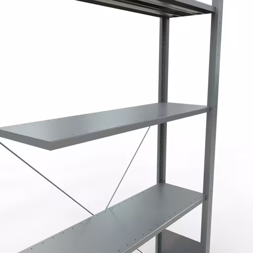 Anbauregal, Fachbodenregal Stecksystem MULTIplus85, 2000 x 1000 x 300 mm (HxBxT), 5 Fachböden, Kreuzstrebe, verzinkt von Schulte Lagertechnik mit der Artikelnr. 13135
