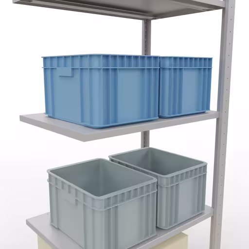 Produktbild Nr.7 des Artikels Anbauregal, Fachbodenregal Stecksystem MULTIplus150, 2000 x 750 x 500 mm (HxBxT), 5 Fachböden, Längenriegel, RAL 7035 lichtgrau aus der Produktreihe Stecksystem von der Marke Schulte Lagertechnik