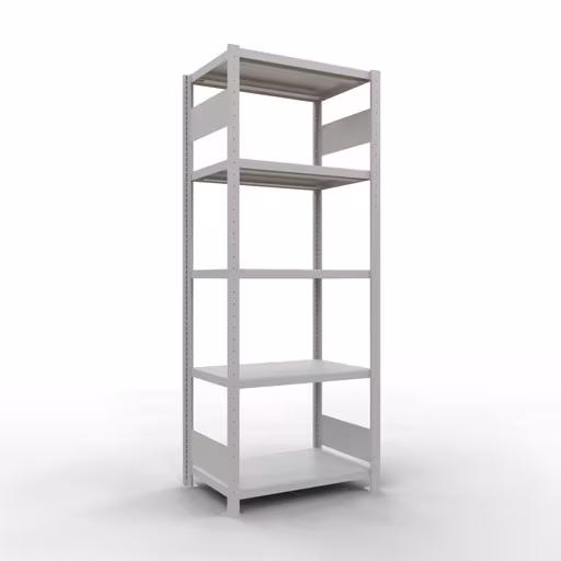 Grundregal, Fachbodenregal Stecksystem MULTIplus250, 2000 x 750 x 500 mm (HxBxT), 5 Fachböden, Längenriegel, RAL 7035 lichtgrau aus der Kategorie Grundregal mit der Artikelnummer 32850-75-LR