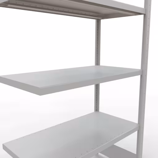 Anbauregal, Fachbodenregal Stecksystem MULTIplus250, 2000 x 1000 x 500 mm (HxBxT), 5 Fachböden, Längenriegel, RAL 7035 lichtgrau von Schulte Lagertechnik mit der Artikelnr. 32855-LR