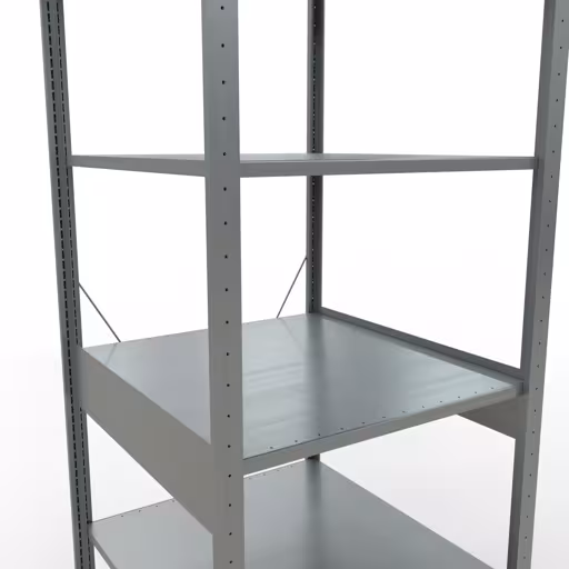 Grundregal, Fachbodenregal Stecksystem MULTIplus150, 2500 x 750 x 800 mm (HxBxT), 6 Fachböden, Kreuzstrebe, verzinkt von der Marke Schulte Lagertechnik aus der Produktreihe Stecksystem
