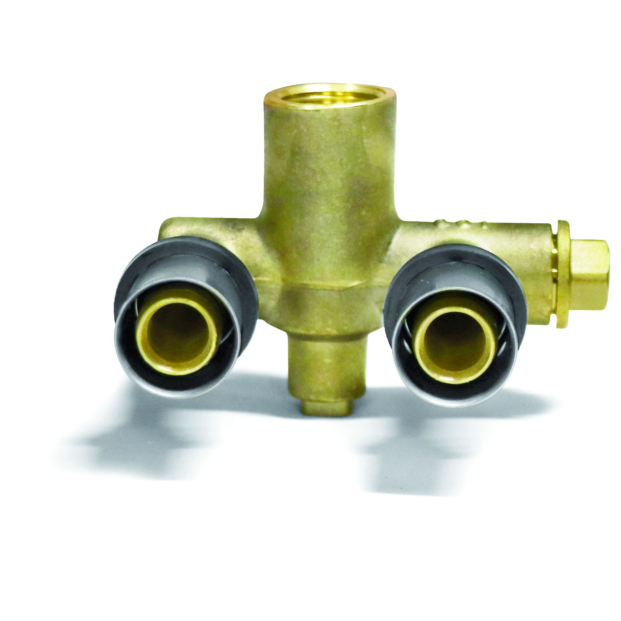 Pipetec Press-Wandwinkel Doppelanschluss - U-Form aus der Kategorie Pressfittings Messing mit der Artikelnr. PFWWU200420, Bronze, Rauchrohr, Bronze, Rauchrohr