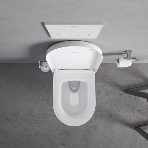 Duravit Wand-WC-Set ME by Starck, rimless, Durafix Tiefspüler, weiß, inklusive WC-Sitz mit Absenkautomatik