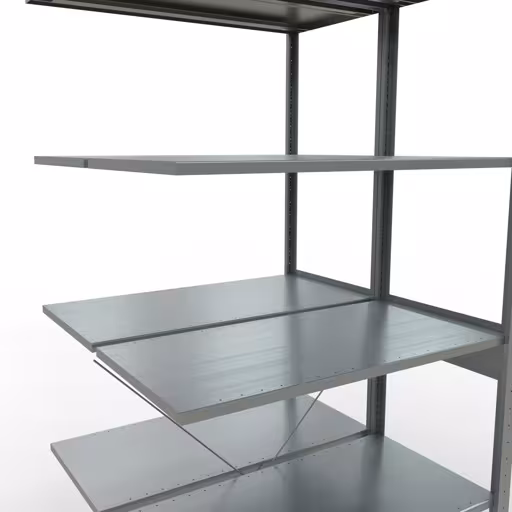 Abbildung Nr 16 des Artikels Anbauregal, Doppelregal, Fachbodenregal Stecksystem MULTIplus150, 2500 x 1000 x (2x500) mm (HxBxT), 2x6 Fachböden, Kreuzstrebe, verzinkt aus der Produktgruppe Fachbodenregale von der Marke Schulte Lagertechnik