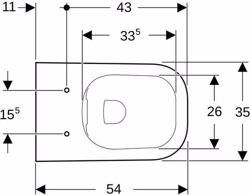 Technische Zeichnung 4021832 Geberit Smyle Wand-WC, eckig, Tiefspüler geschlossene Form, Rimfree, weiß