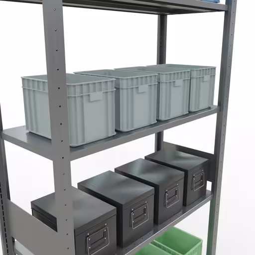 Produktbild Nr.7 des Artikels Grundregal, Fachbodenregal Stecksystem MULTIplus150, 3000 x 1000 x 400 mm (HxBxT), 7 Fachböden, Längenriegel, verzinkt aus der Produktreihe Stecksystem von der Marke Schulte Lagertechnik