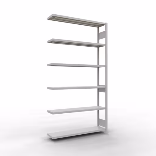 Anbauregal, Fachbodenregal Stecksystem MULTIplus250, 2500 x 1300 x 300 mm (HxBxT), 6 Fachböden, Längenriegel, RAL 7035 lichtgrau aus der Kategorie Anbauregal mit der Artikelnummer 32836-130-LR