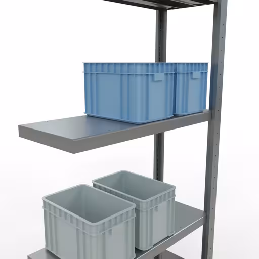 Anbauregal, Fachbodenregal Stecksystem MULTIplus250, 2000 x 750 x 300 mm (HxBxT), 5 Fachböden, Längenriegel, verzinkt von Schulte Lagertechnik aus der Kategorie Stecksystem