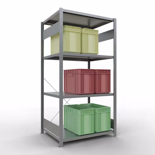 Abbildung Nr 13 des Artikels Grundregal, Fachbodenregal Stecksystem MULTIplus330, 2000 x 1000 x 800 mm (HxBxT), 5 Fachböden, Kreuzstrebe, verzinkt aus der Produktgruppe Stecksystem von der Marke Schulte Lagertechnik