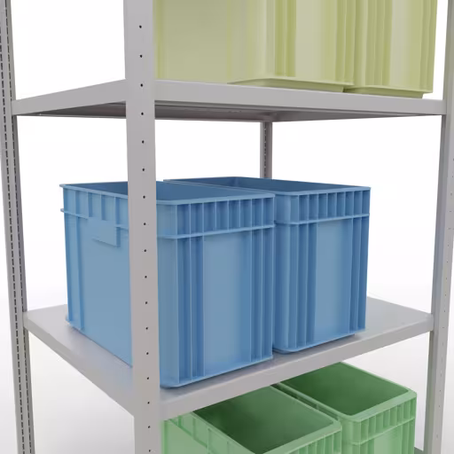 Abbildung Nr 13 des Artikels Grundregal, Fachbodenregal Stecksystem MULTIplus330, 2000 x 1000 x 800 mm (HxBxT), 5 Fachböden, Längenriegel, RAL 7035 lichtgrau aus der Produktgruppe Stecksystem von der Marke Schulte Lagertechnik