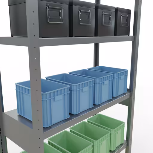 Grundregal, Fachbodenregal Stecksystem MULTIplus330, 2500 x 1000 x 400 mm (HxBxT), 6 Fachböden, Kreuzstrebe, verzinkt von der Marke Schulte Lagertechnik aus der Produktreihe Stecksystem