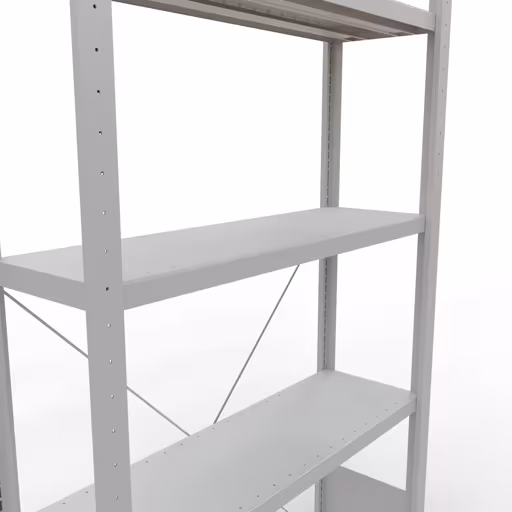 Grundregal, Fachbodenregal Stecksystem MULTIplus330, 2000 x 1000 x 300 mm (HxBxT), 5 Fachböden, Kreuzstrebe, RAL 7035 lichtgrau von Schulte Lagertechnik aus der Kategorie Stecksystem