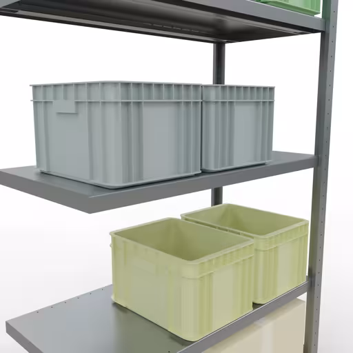 Anbauregal, Fachbodenregal Stecksystem MULTIplus250, 2000 x 1000 x 500 mm (HxBxT), 5 Fachböden, Längenriegel, verzinkt von Schulte Lagertechnik aus der Kategorie Stecksystem