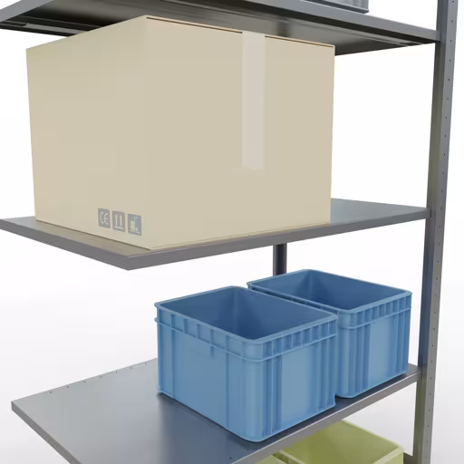 Abbildung Nr 15 des Artikels Anbauregal, Fachbodenregal Stecksystem MULTIplus85, 2000 x 1000 x 600 mm (HxBxT), 5 Fachböden, Längenriegel, verzinkt aus der Produktgruppe Stecksystem von der Marke Schulte Lagertechnik