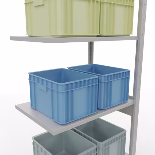 Anbauregal, Fachbodenregal Stecksystem MULTIplus150, 2500 x 750 x 500 mm (HxBxT), 6 Fachböden, Längenriegel, RAL 7035 lichtgrau von Schulte Lagertechnik aus der Kategorie Stecksystem