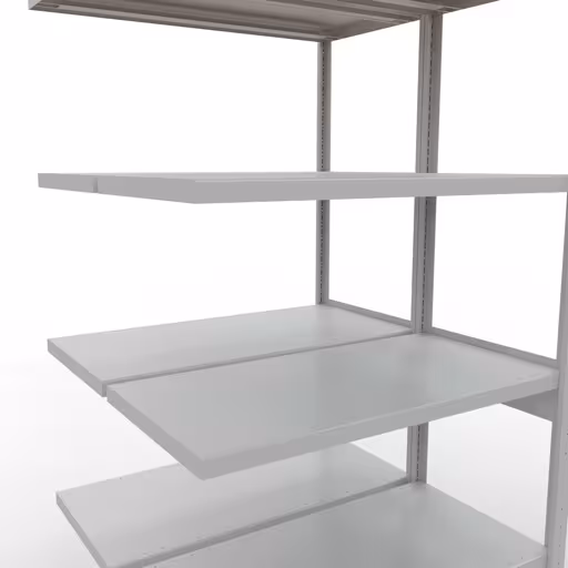 Zusatzbild des Artikels Anbauregal, Doppelregal, Fachbodenregal Stecksystem MULTIplus250, 2500 x 1000 x (2x500) mm (HxBxT), 2x6 Fachböden, Längenriegel, RAL 7035 lichtgrau aus Doppelregale