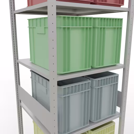 Grundregal, Fachbodenregal Stecksystem MULTIplus150, 3000 x 750 x 800 mm (HxBxT), 7 Fachböden, Längenriegel, RAL 7035 lichtgrau von der Marke Schulte Lagertechnik aus der Produktreihe Stecksystem