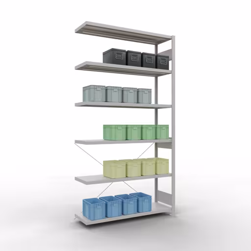 Abbildung Nr 14 des Artikels Stecksystem Anbauregal 2500x1300x400 mm, Typ 250 kg, lichtgrau aus der Produktgruppe Stecksystem von der Marke Schulte Lagertechnik