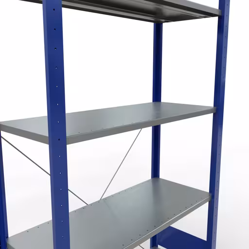 Grundregal, Fachbodenregal Stecksystem MULTIplus150, 2000 x 1000 x 400 mm (HxBxT), 5 Fachböden, Kreuzstrebe, RAL 5010/verzinkt von Schulte Lagertechnik aus der Kategorie Stecksystem