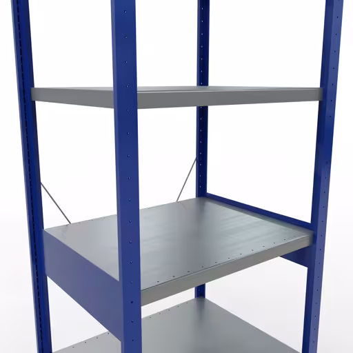 Abbildung Nr 10 des Artikels Grundregal, Fachbodenregal Stecksystem MULTIplus250, 2500 x 750 x 600 mm (HxBxT), 6 Fachböden, Kreuzstrebe, RAL 5010 enzianblau/verzinkt/verzinkt aus der Produktgruppe Stecksystem von der Marke Schulte Lagertechnik