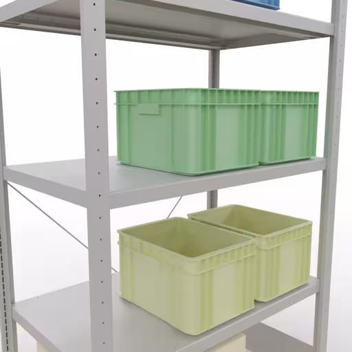 Abbildung Nr 8 des Artikels Grundregal, Fachbodenregal Stecksystem MULTIplus330, 2000 x 1000 x 600 mm (HxBxT), 5 Fachböden, Kreuzstrebe, RAL 7035 lichtgrau aus der Produktgruppe Stecksystem von der Marke Schulte Lagertechnik