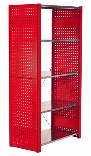 Lochplatten-Seitenblende, 90 x 1000 x 600 mm (H x T), RAL 3000 feuerrot von der Marke Schulte Lagertechnik aus der Produktreihe Stecksystem